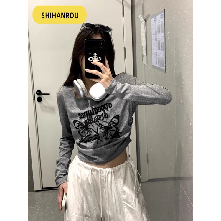 SHIHANROU áo phông áo thun nữ croptop baby tee Cổ điển Comfortable Thể thao Phong cách WTX23B08EZ 47Z231124