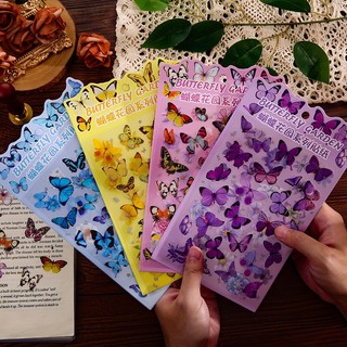 Set 2 tấm sticker dán tường chống thấm nước hình hoa và bướm