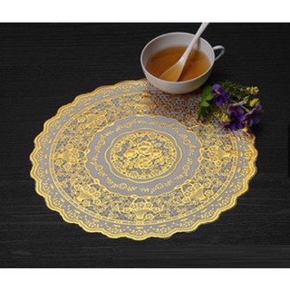 Khăn trải bàn nhũ vàng tròn 30cm- Lót bình bông- Lót bàn ăn sang trọng