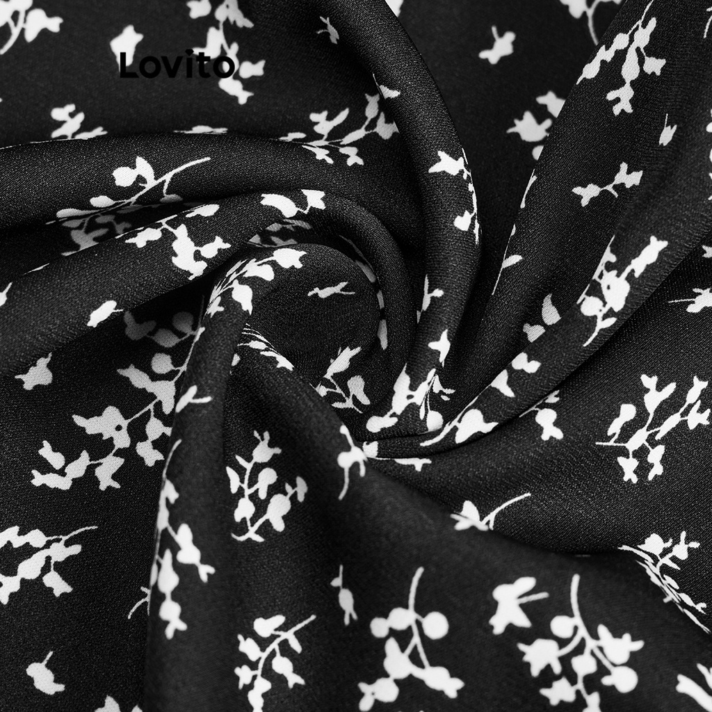 Lovito Đầm xòe tay phồng có ren hoa Ditsy giản dị dành cho nữ L71ED152