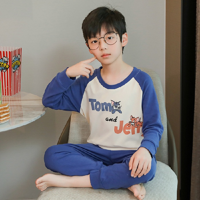 Hoạt Hình Bộ Đồ Ngủ 2 Món Gồm Áo Tay Dài + Quần Dài Hình Người Nhện Cho Bé Trai