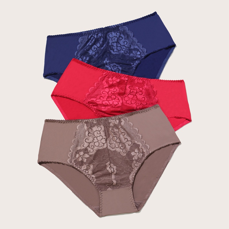 PARIFAIRY 1 Bộ 3 Quần Lót Nữ Plus Size Quần Lót Ren Quần Lót Size Lớn L 0XL 1XL 2XL 3XL 4XL 5XL-8736