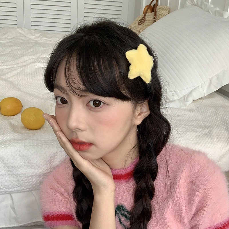 Kẹp tóc mái ngôi sao vải lông mịn màu sắc dành cho nữ xinh xắn giá rẻ K133