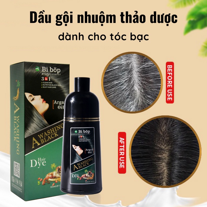 Dầu Gội Thảo Dược Phủ Bạc Bi Bốp Đen - Nâu Nhật Bản 500ml