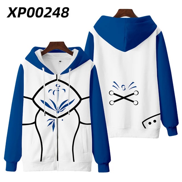 Áo Khoác hoodie Có Khóa Kéo In Hình anime fate stay night / grand order fgo saber 3d