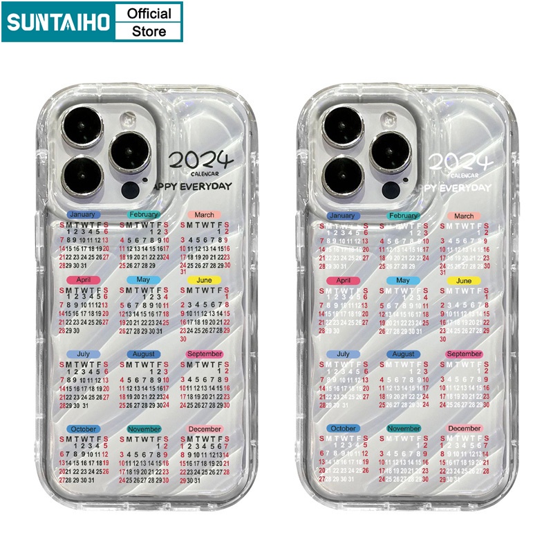 Suntaiho Ốp Điện Thoại tpu Mềm Trong Suốt Chống Sốc In Hình Lịch Năm Mới 2024 Cho iphone 15 14 12 13 11 pro max ip 7 8 plus x xs xr xs max