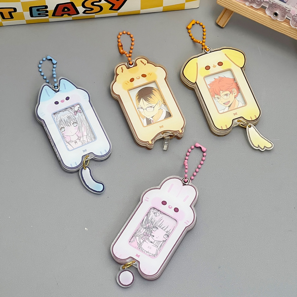 Móc Khóa Hình Động Vật Hoạt Hình one inch Bằng acrylic