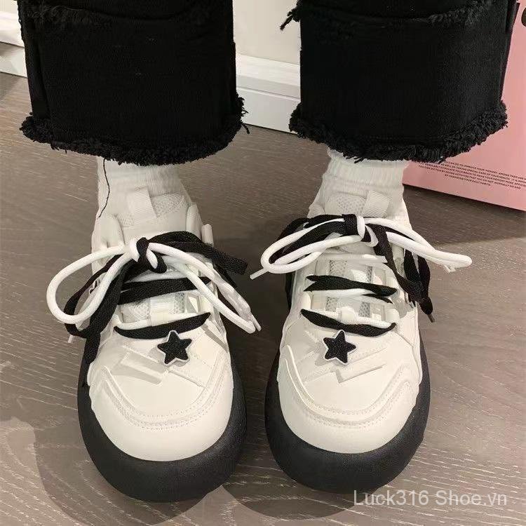 Giày Thể Thao Đế Phẳng Dày Dặn Mũi To Dễ Phối Đồ Thời Trang Mùa Xuân 2023