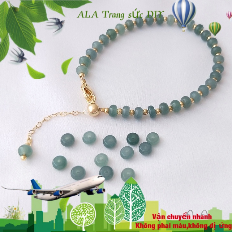 💖Trang sức DIY phụ kiện💖Chuỗi Hạt Đá Ngọc Bích Tự Nhiên Dùng Làm Vòng Tay Thủ Công