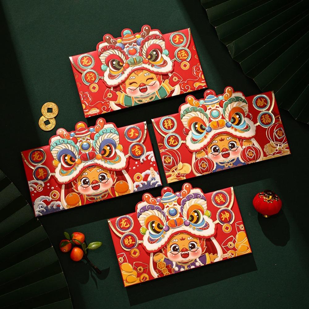 Bao Lì Xì Đỏ Hình Chữ Nhật Năm Mới angpao cny angpaw May Mắn Phong Cách Trung Hoa Có Thể Gập Lại