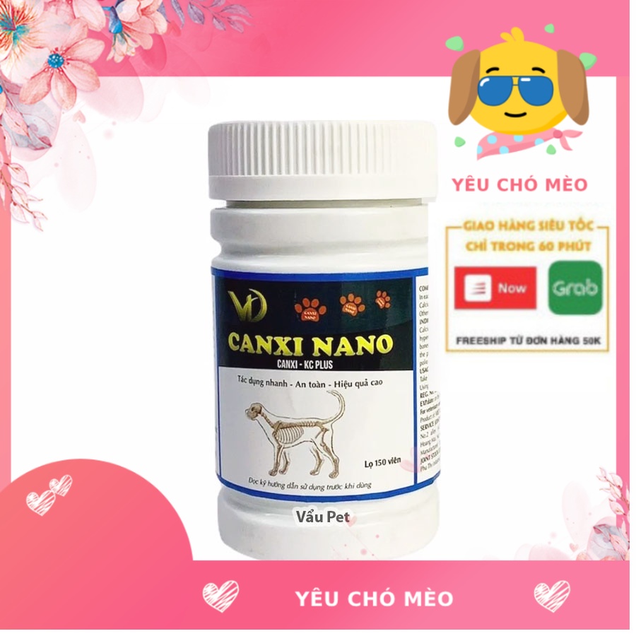 Canxi Nano Cho Chó Mèo Hộp 150v - Viên Bổ Sung Canxi Cho Chó Mèo Vẩu Pet Shop