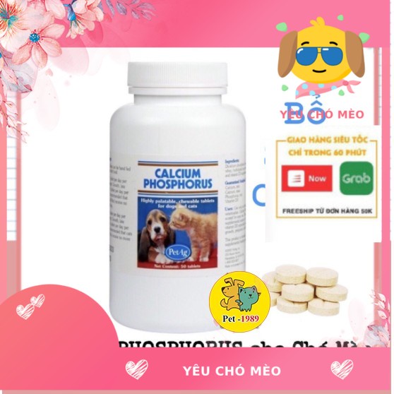 Canxi Cho Chó Mèo Calcium Phosphorus hộp 50 viên