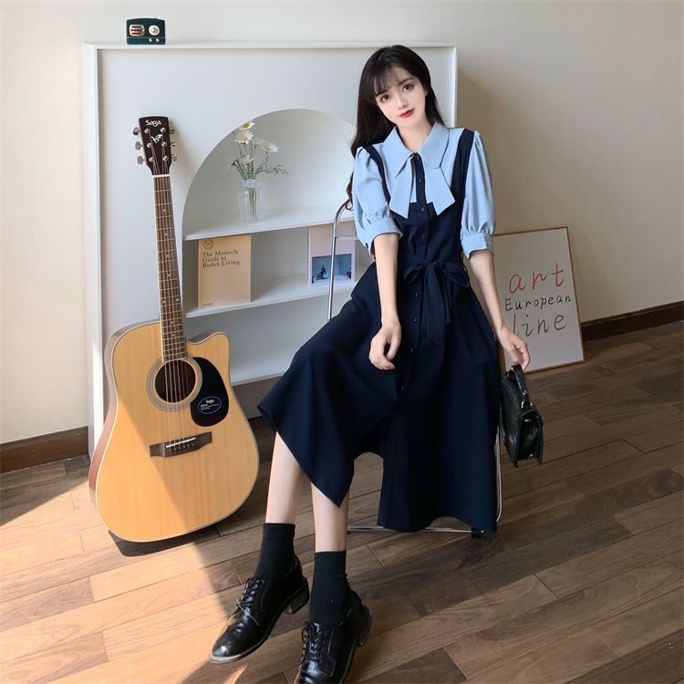 Đầm Giả Hai Mảnh Phong Cách retro Mùa Thu 2023 Cho Nữ Sinh Trung Học