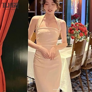 Tian-lianhaogeqiu  Đầm Cổ Yếm Hở Lưng Thời Trang Xuân Hè Cao Cấp