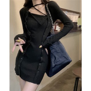 Đầm Nữ Dài Tay Cổ Tròn Thời Trang Hàn