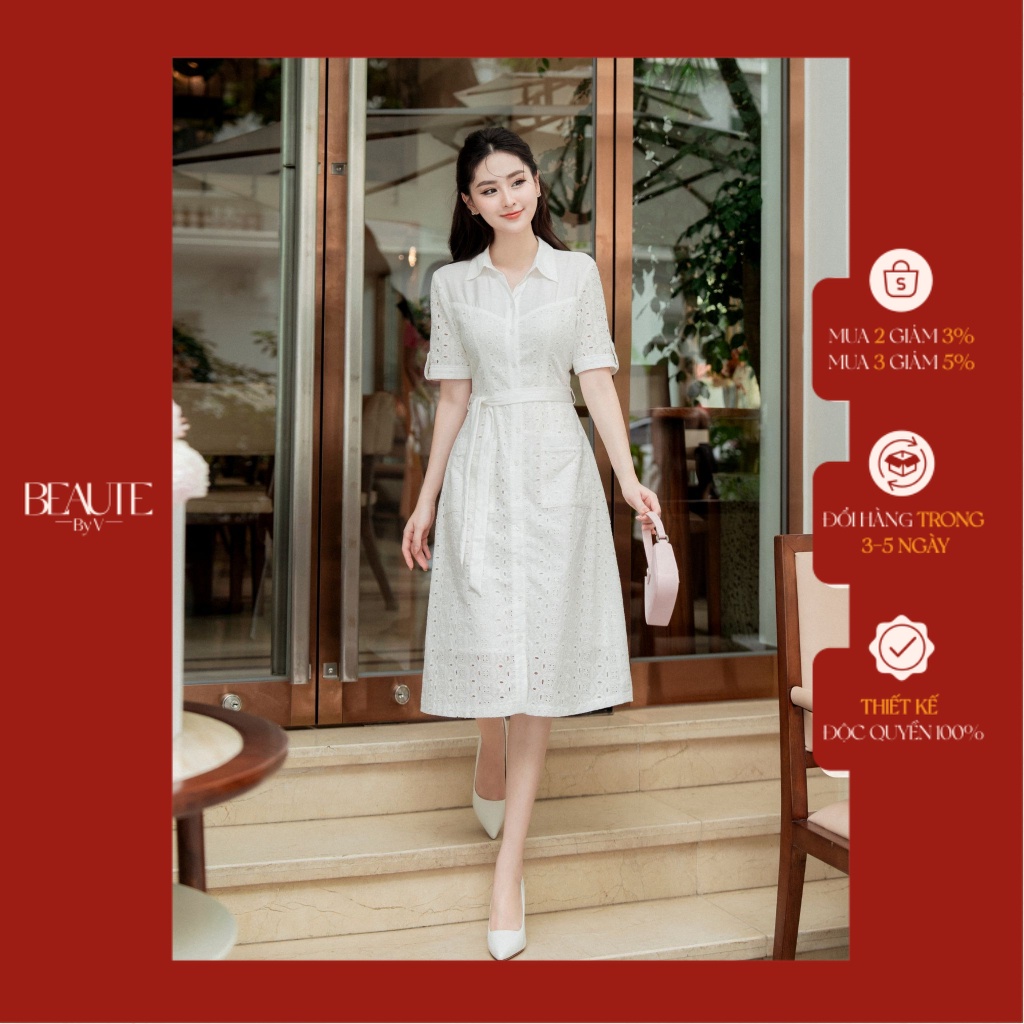 BEAUTEBYV - Váy liền thô chỉ kèm đai rời Ariane