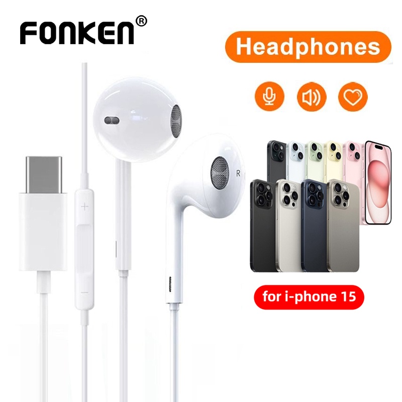 Fonken Tai Nghe Nhét Tai Có Dây Cổng type-c Cho ip-hone 15 pro max