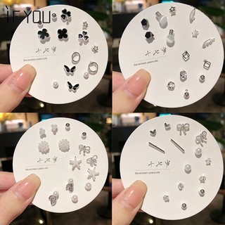 Bộ 7 Bông Tai Ngọc Trai Đính Đá zircon Sang Trọng Cho Nữ