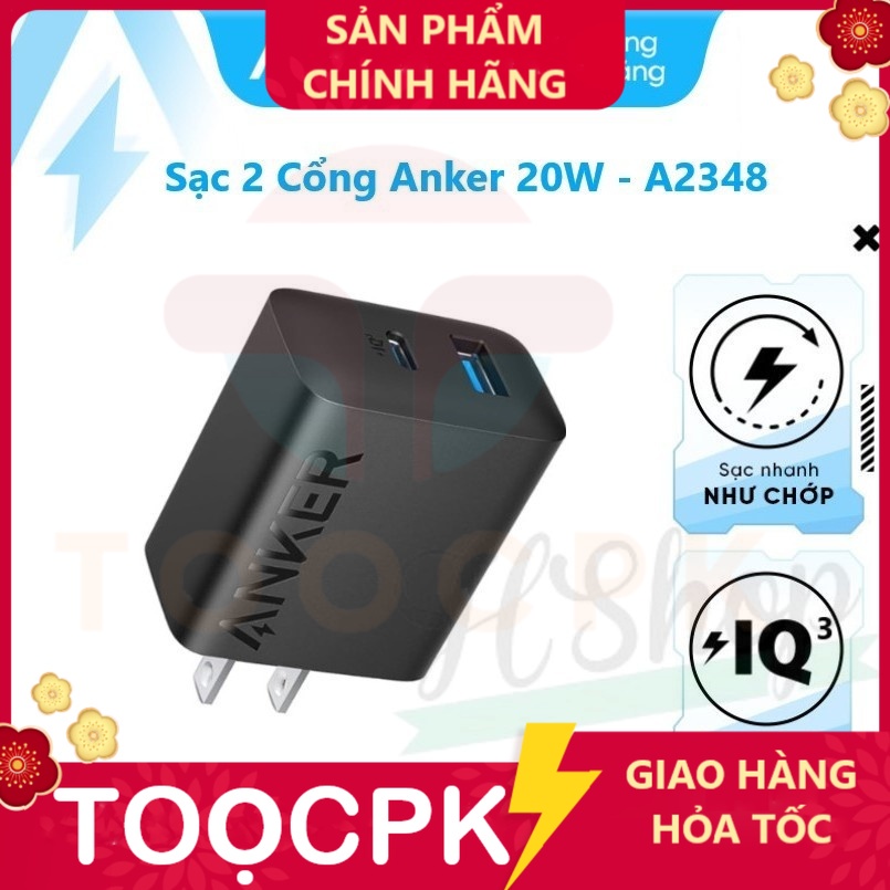 Trắng A2348 Củ Sạc Anker 20w 2 Cổng C+A IQ3 - A2348 (Bảo Hành 12 Tháng)- HSHOP365 HSHOP365HN