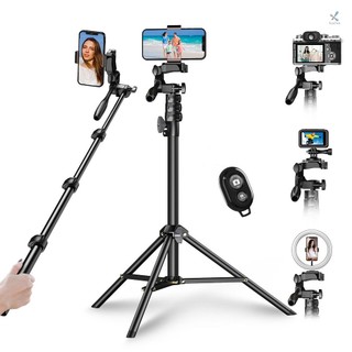 APEXEL 180cm/70in Selfie Stick Tripod Stand Aluminum Alloy with Remote Shutter Replacement for iPhone Smartphone Camera Vlog Selfie Group Photo Taking Live Streaming Video Re