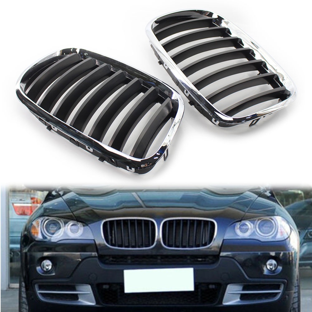 Dành Cho Xe BMW X5 X6 E70 E71 2008 2009-2013 Khung Chrome Sáng Bóng Đá Lưới Tản Nhiệt Xe Hơi