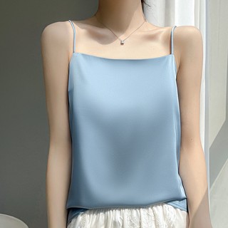 Áo thun tanktop hai dây bằng lụa satin thời trang dành cho nữ