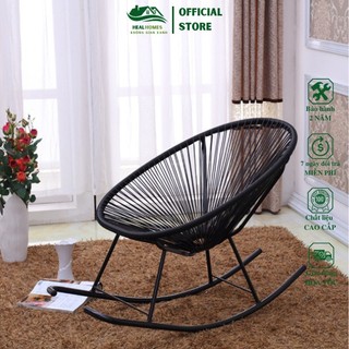 Ghế lười bập bênh thư giãn dây văng HEALHOMES giả mây lõi thép decor ban công phòng khách