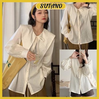 [XẢ KHO] Áo sơ mi kiểu nữ vạt nhọn,áo sơ mi cổ thuỷ thủ phối dây nợ vải đũi gân đẹp A792 SUTANO