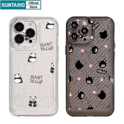 Suntaiho ốp lưng iphone Dễ Thương Trong Suốt In Hình Gấu Trúc Ốp Điện Thoại TPU Mềm Chống Sốc Cho Iphone 15 14 12 13 11 Pro Max IP 7 8 Plus Iphon X Xs XR XsMax