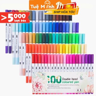 Bút dual tip 2 đầu gồm đầu lông brush + đầu liner viết calligraphy B07 Tuệ Minh
