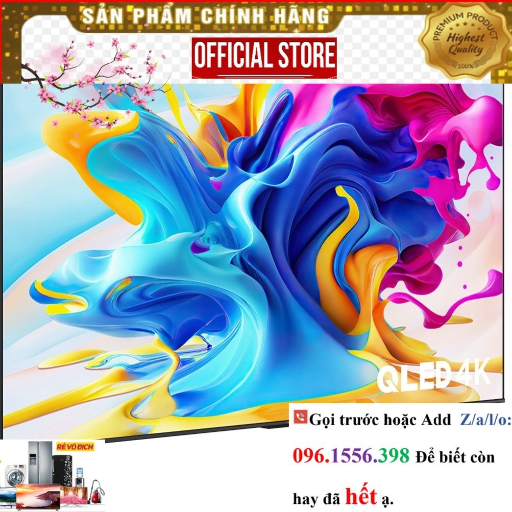 Google Tivi QLED TCL 4K 75 inch 75C645 Nguyên Seal ~P&G