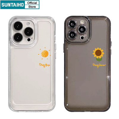 Suntaiho Vỏ Đẹp Họa Tiết Hoa Mặt Trời Ốp lưng Iphone 16 15 14 13 12 11 Pro Max IP 7 8 Plus Iphon X Xs XR Xs Max TPU Mềm Cao Cấp Chống Sốc Ốp Lưng