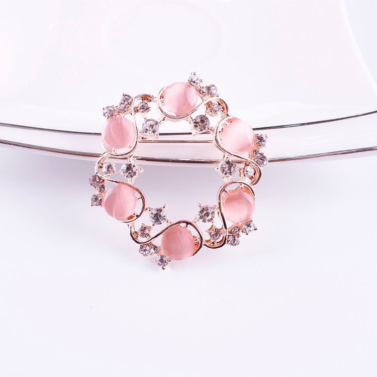 Trâm Cài Áo Đính Đá Pha Lê Màu Sắc Hồng Vàng Sang Trọng mm