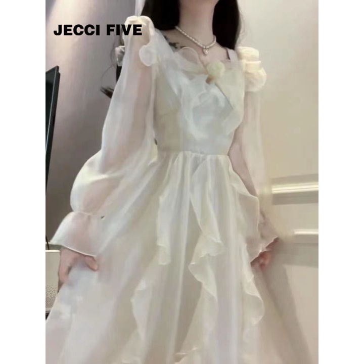 Đầm Công Chúa Tay Dài Thắt Nơ Eo Sang Trọng Cao Cấp Phong Cách Pháp