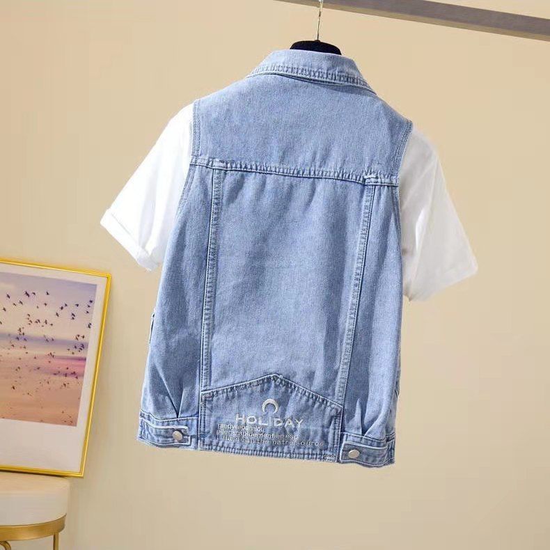 Áo Khoác denim Không Tay Thời Trang Xuân Thu Hàn Quốc 2023 Dành Cho Nữ