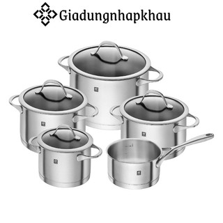 Bộ nồi đức zwilling essence 5 món, vung kính, dẫn nhiệt tốt, dùng cho mọi loại bếp, nhập đức, giadungnhapkhau19