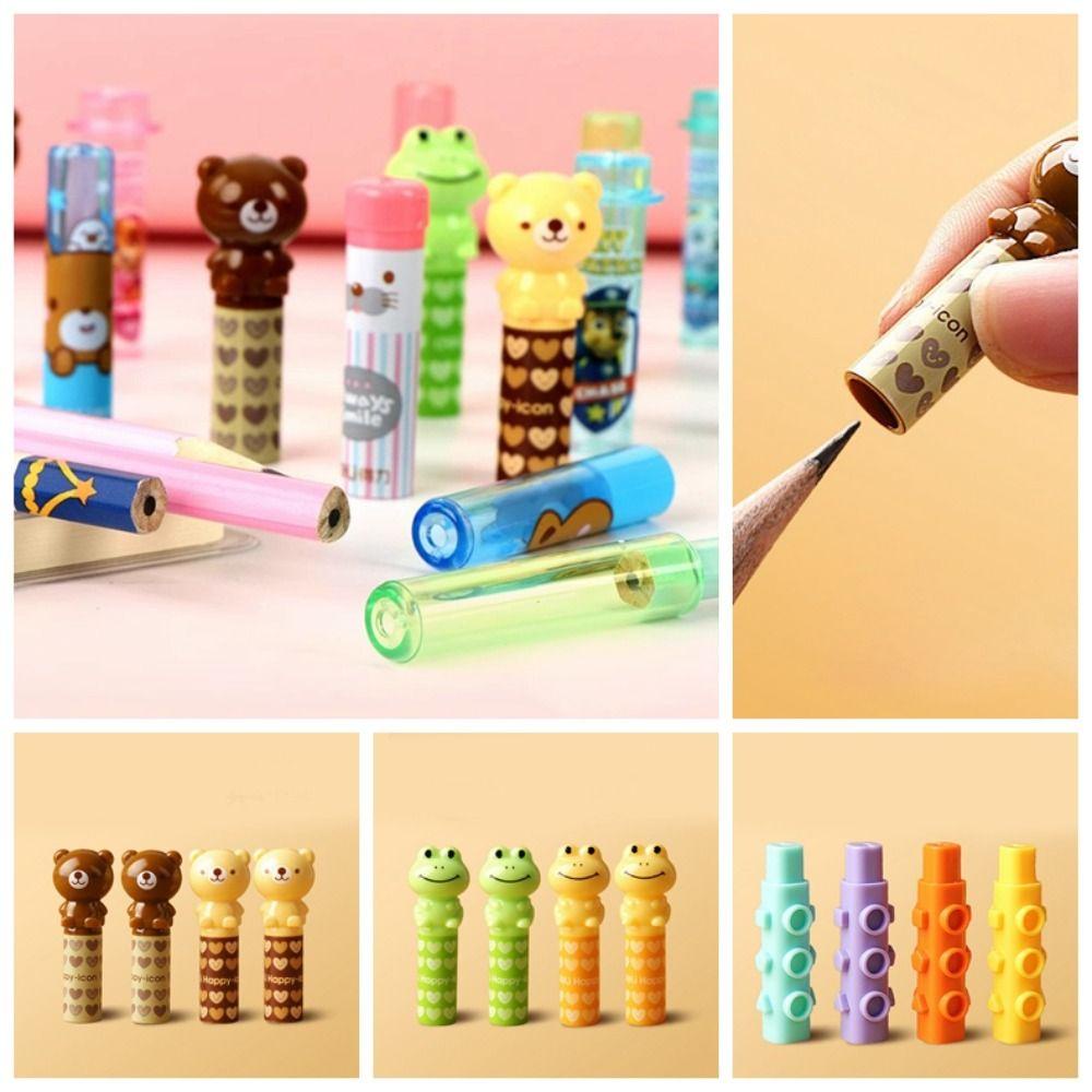 Mmluck Set 4 Vỏ Nhựa Bảo Vệ Bút Chì Hình Gấu / Ếch Hoạt Hình Dễ Thương