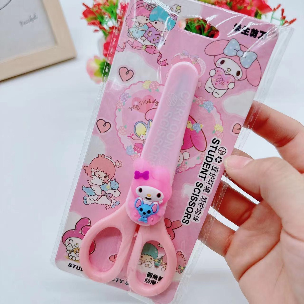 Sanrio Kéo Cắt Giấy Thủ Công Bằng Silicon Họa Tiết Hoạt Hình kuromi melody xiaobai Dễ Thương Cho Bé diy