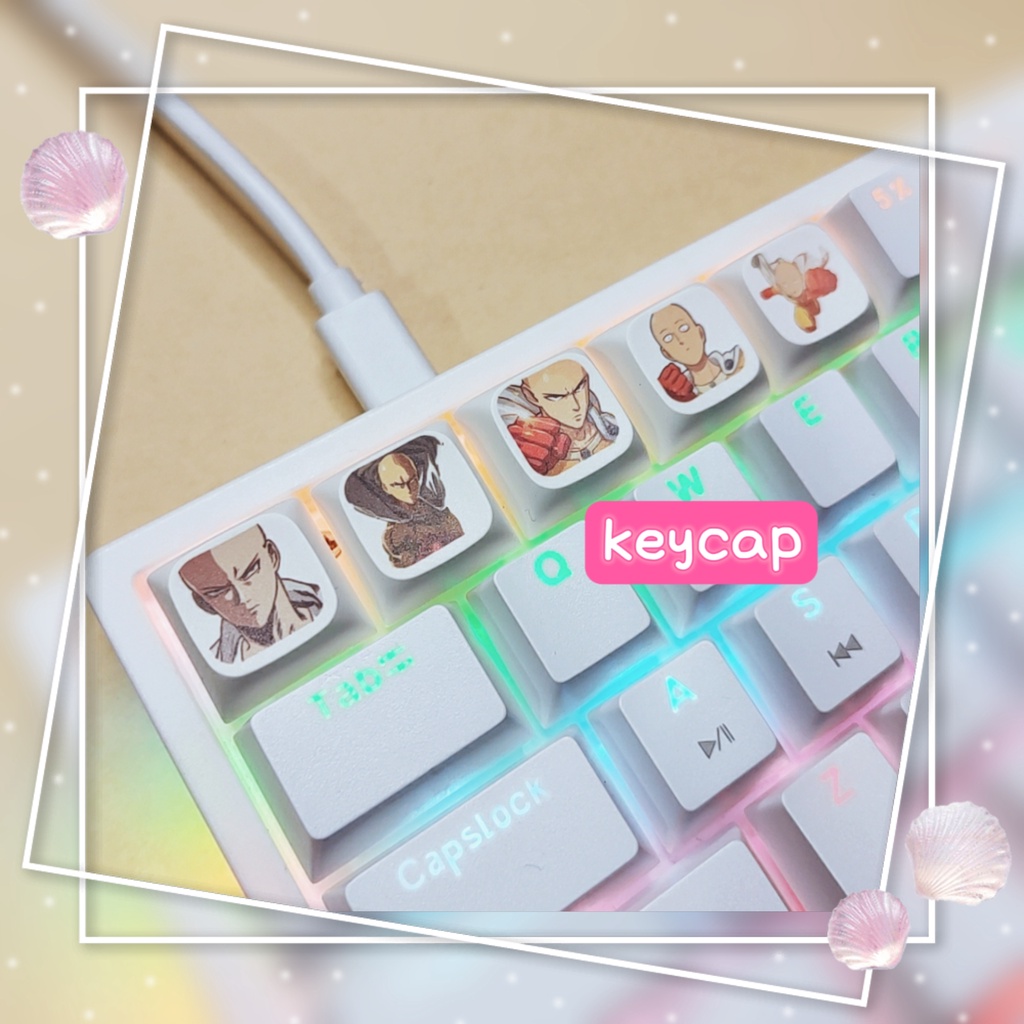 One Set 5 Bàn Phím Cơ Học In Hình Nhân Vật anime Xinh Xắn