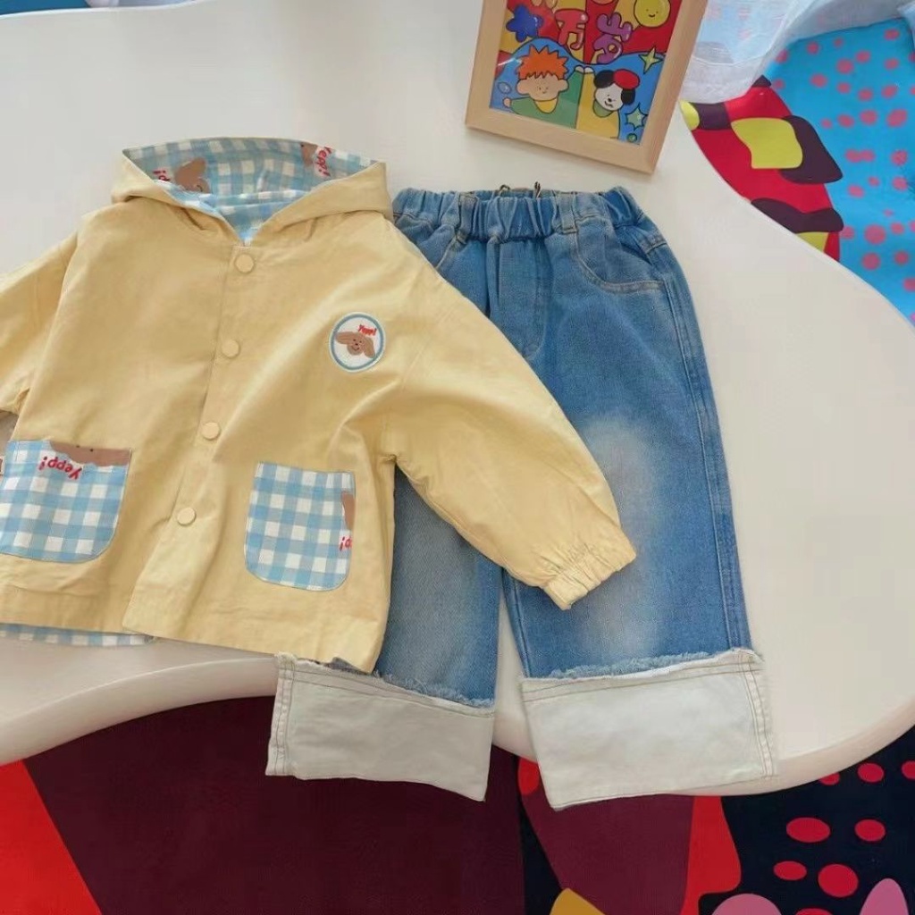 Áo Khoác Gió Hai Mặt Có Mũ Trùm In Hình Dễ Thương Thời Trang Mùa Thu 2023 Cho Bé Gái