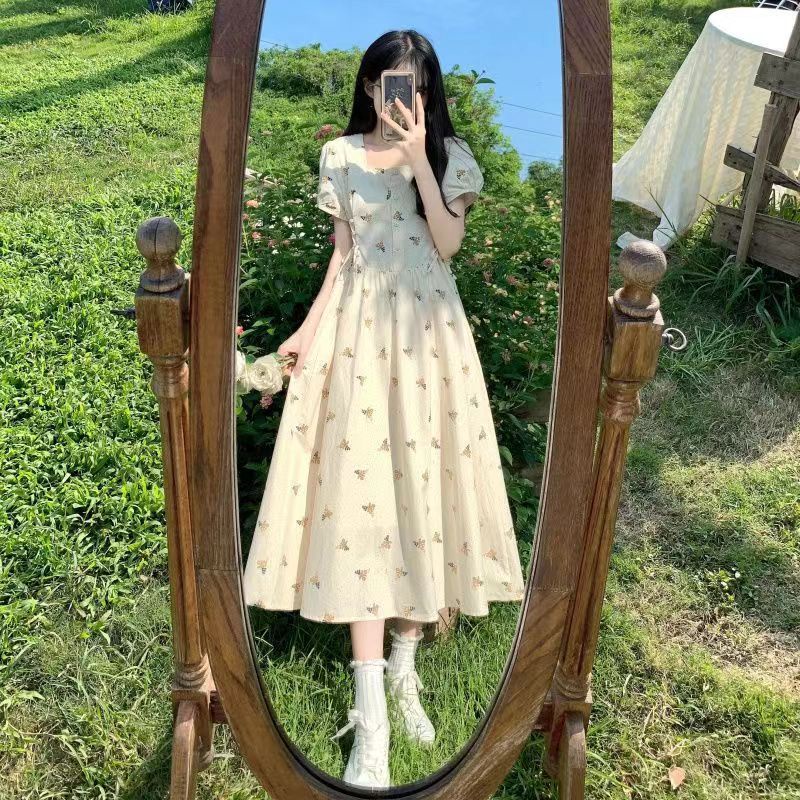 Đầm Dáng Chữ a Thắt Nơ Eo Phong Cách Pháp Thanh Lịch Cho Nữ