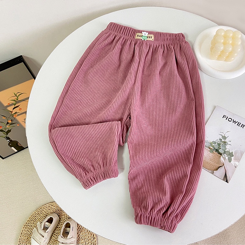 Quần Nỉ Dài 80-150cm In Họa Tiết Hoạt Hình Phong Cách Hàn Quốc Thời Trang Thu Đông Cho Bé Trai Và Gái