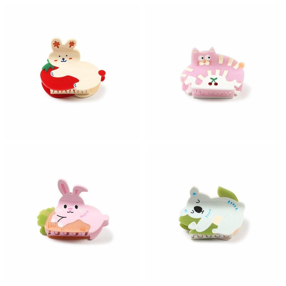 Fuhui Kẹp Tóc acrylic y2k Hình Thú Hoạt Hình Sáng Tạo Cho Nữ