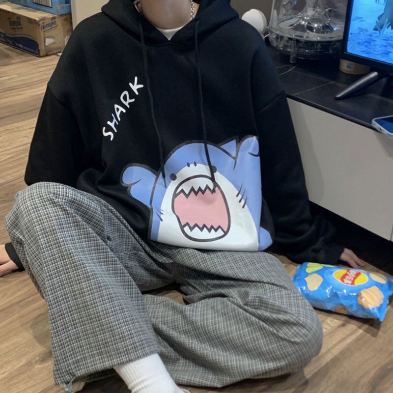 Áo hoodie Nam In Hình Cá Mập Phong Cách Hàn Quốc Mới