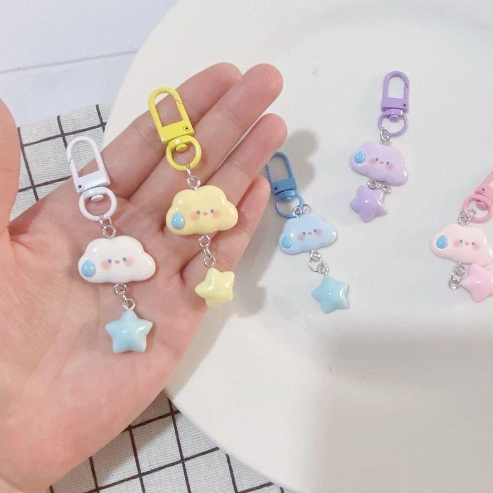 Francesco Móc Chìa Khóa resin Hình Đám Mây Ngôi Sao Đám Mây Hoạt Hình Ngôi Sao Đám Mây Cho Nữ