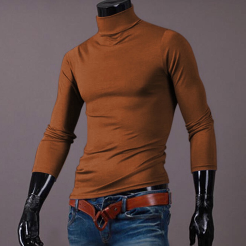 Áo Thun Tay Dài Cổ Cao Đơn Giản Thời Trang Cho Nam