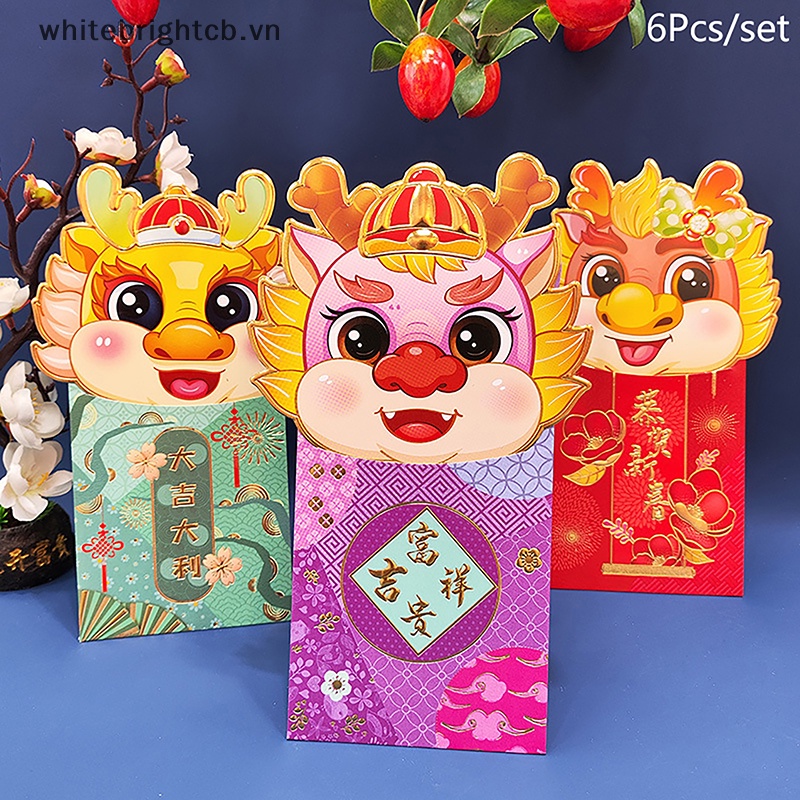 / / Cny bao Lì Xì Đỏ 2024 / 6 Thiệp Chúc Mừng Năm Mới 2024