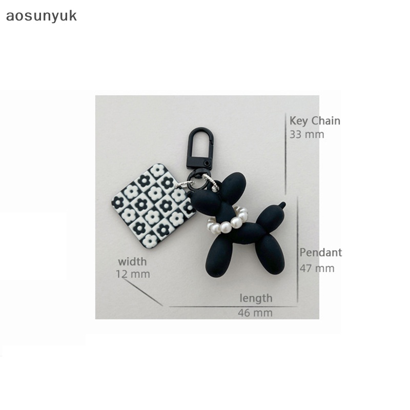 Aosunyuk Móc Chìa Khóa acrylic 3d Hình Chú Chó Trắng Đen Dễ Thương Dành Cho Nữ
