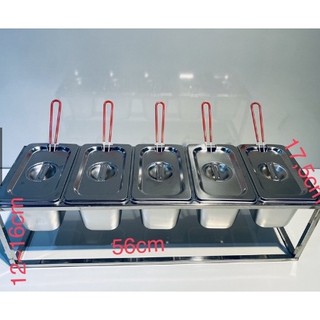 Bộ 5 khay 1/9 inox đựng topping, gia vị, nguyên liệu