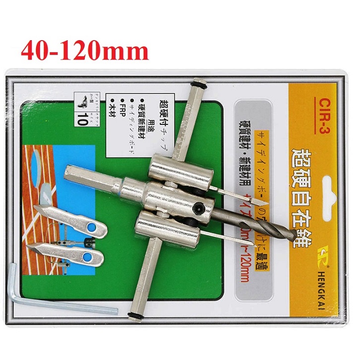 Khoét lỗ chữ thập 40-120mm + bộ lưỡi khoét sơ cua - khoét lỗ thạch cao, ván gỗ